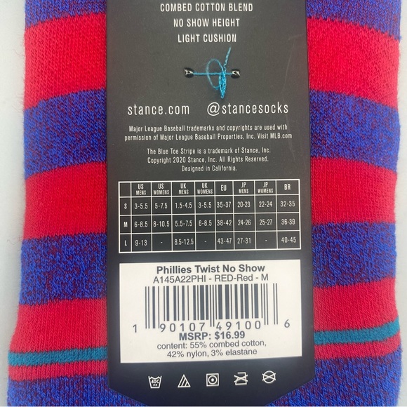 NWT Stance Philadelphia Phillies Twist No Show Socks, Size Medium - Picture 6 of 10